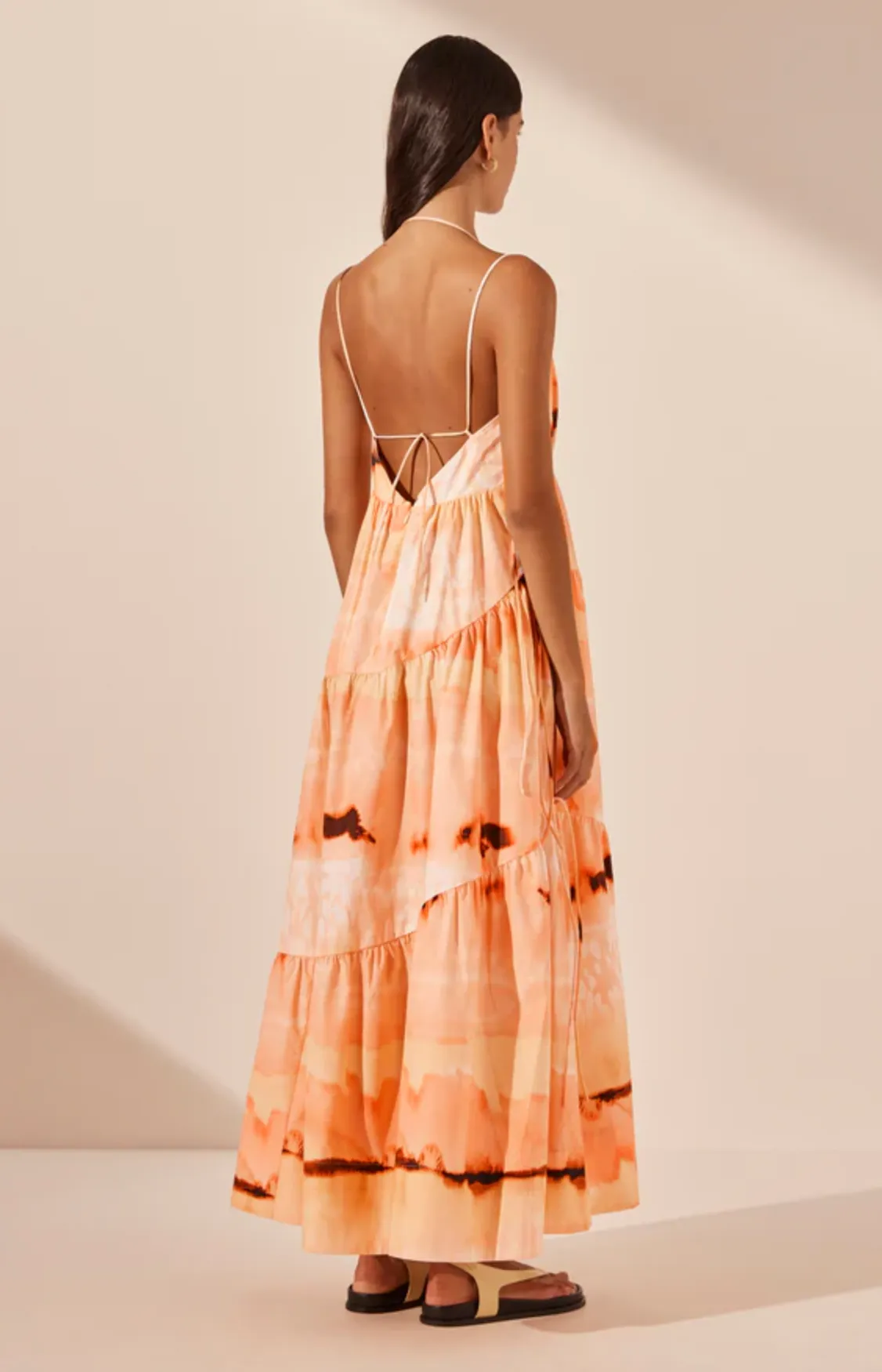 1245150 LARISSA TIERED MAXI DRESS - PEACH MULTI