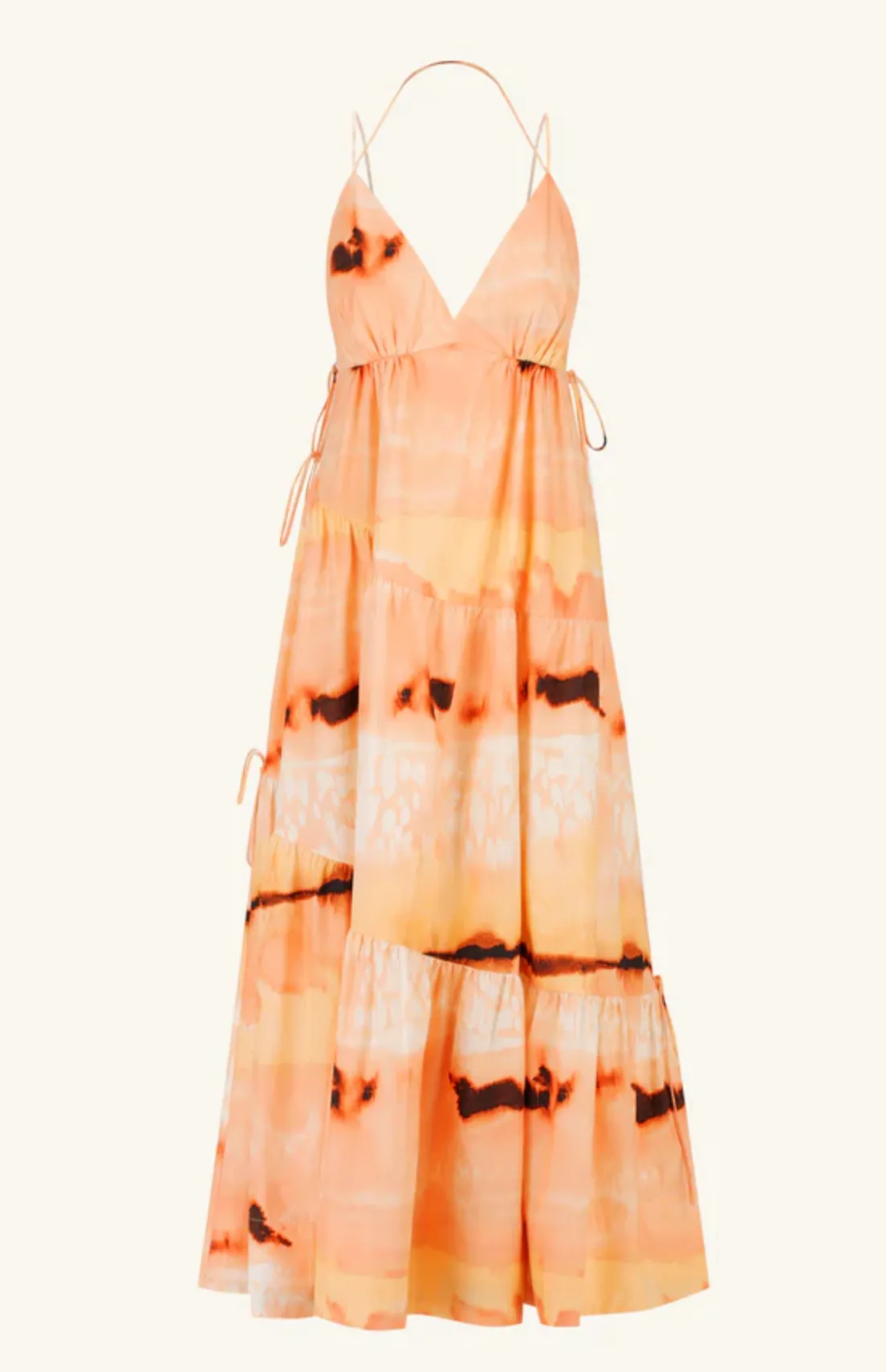 1245150 LARISSA TIERED MAXI DRESS - PEACH MULTI