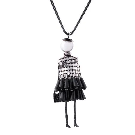 17KM Fashion doll Pendant Necklace Lovely Dress Doll Necklaces & Pendants Maxi collares Women collier Long Necklace colar