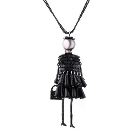 17KM Fashion doll Pendant Necklace Lovely Dress Doll Necklaces & Pendants Maxi collares Women collier Long Necklace colar