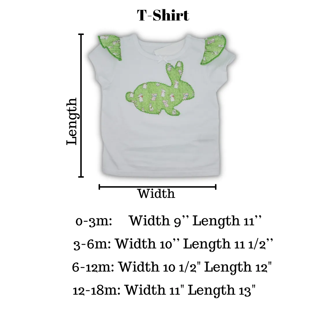 3 pcs  green Rabbit print short sleeve Baby set, Handmade Baby set