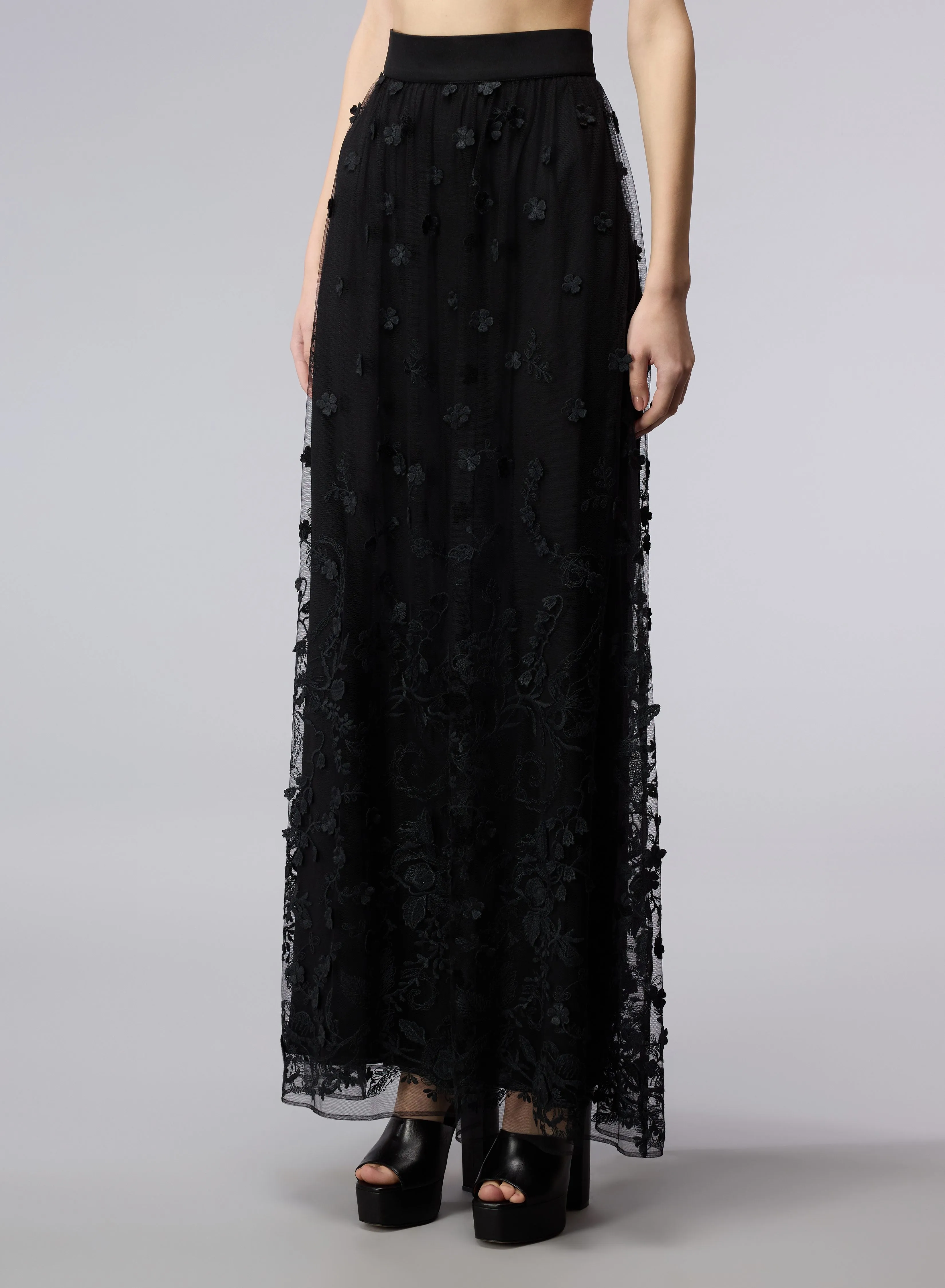 3D Embroidered Tulle Skirt