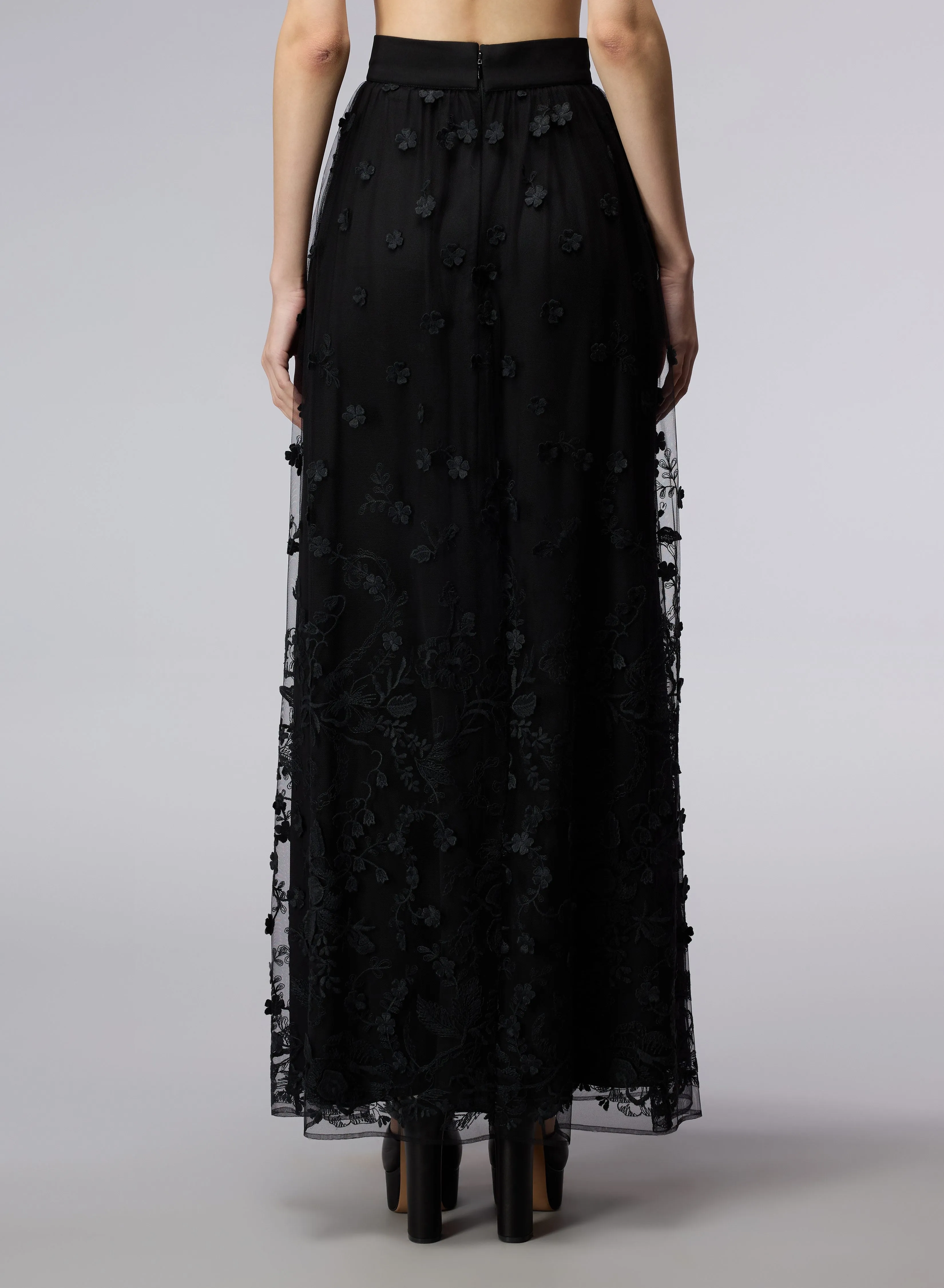 3D Embroidered Tulle Skirt