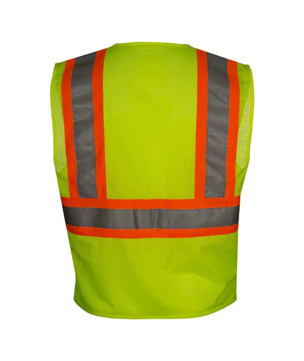 582CSLM Economy Safety Vest: Hi-Vis Vest: 5pt Breakaway Mesh: ANSI 2