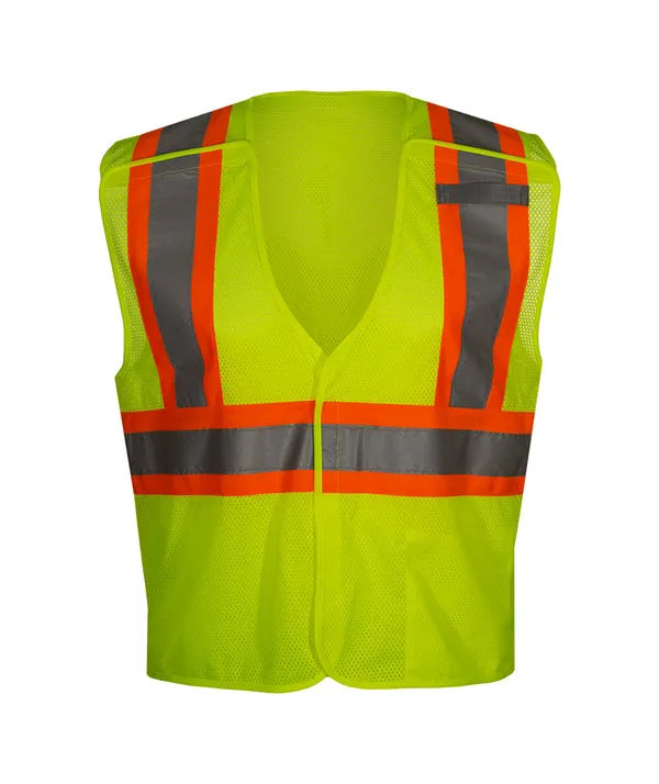 582CSLM Economy Safety Vest: Hi-Vis Vest: 5pt Breakaway Mesh: ANSI 2