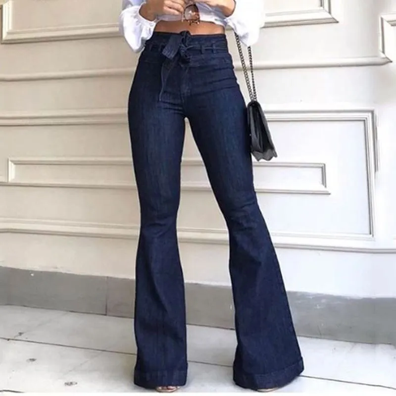 70's Inspired High Waist Flare Legs Skinny Denim Jeans