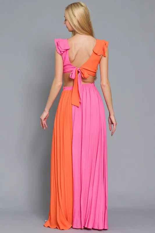 Adelita Sleeveless Cut-Out Color-block Maxi Dress