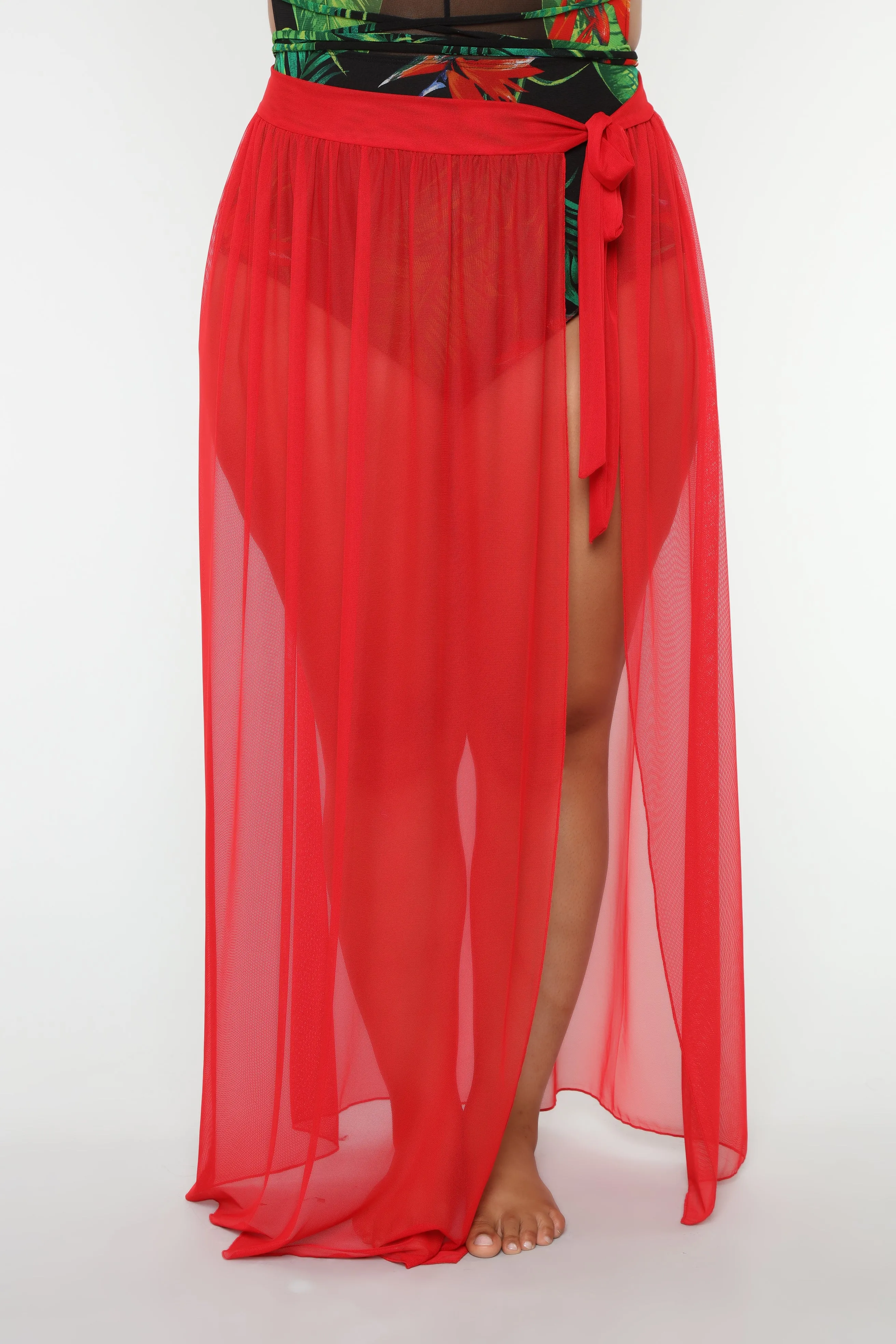 Adorn By You Cover Up Skirt - Red