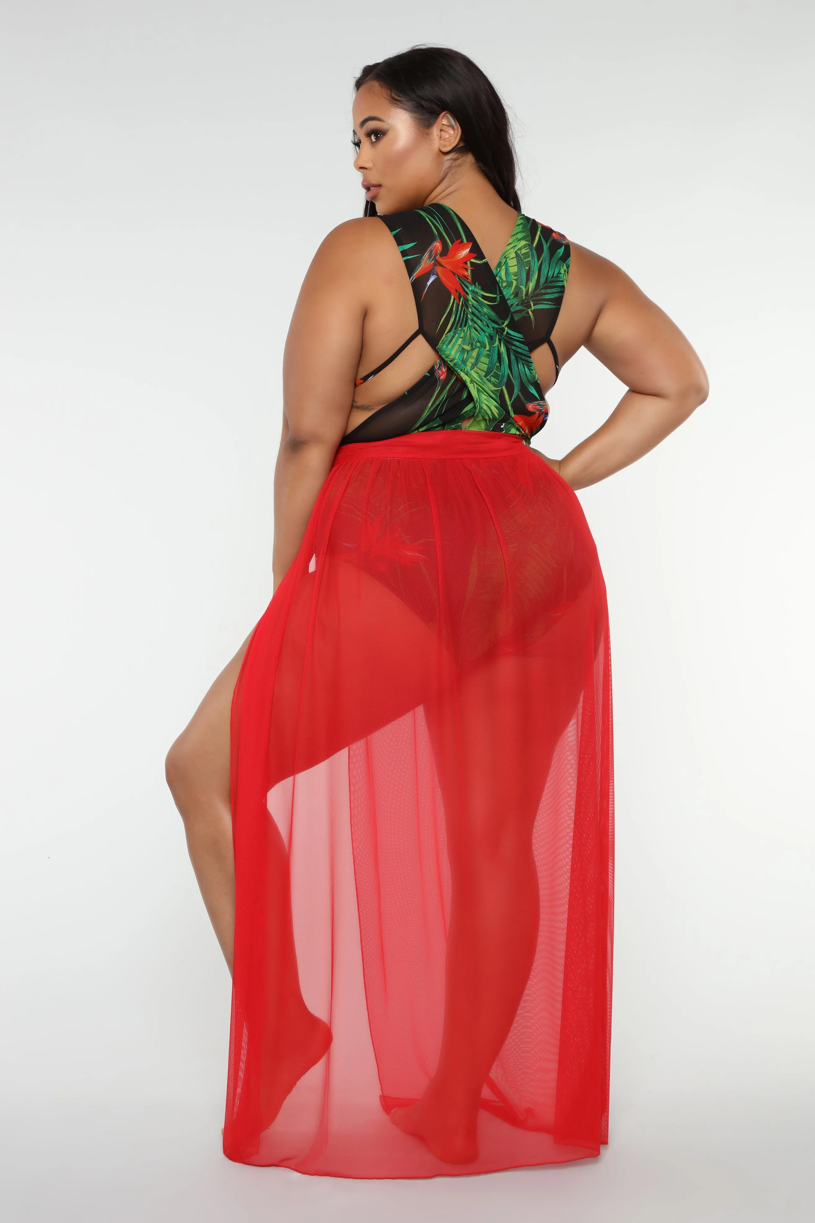 Adorn By You Cover Up Skirt - Red