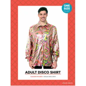 Adult 70s Disco Shirt - Rainbow Swirl