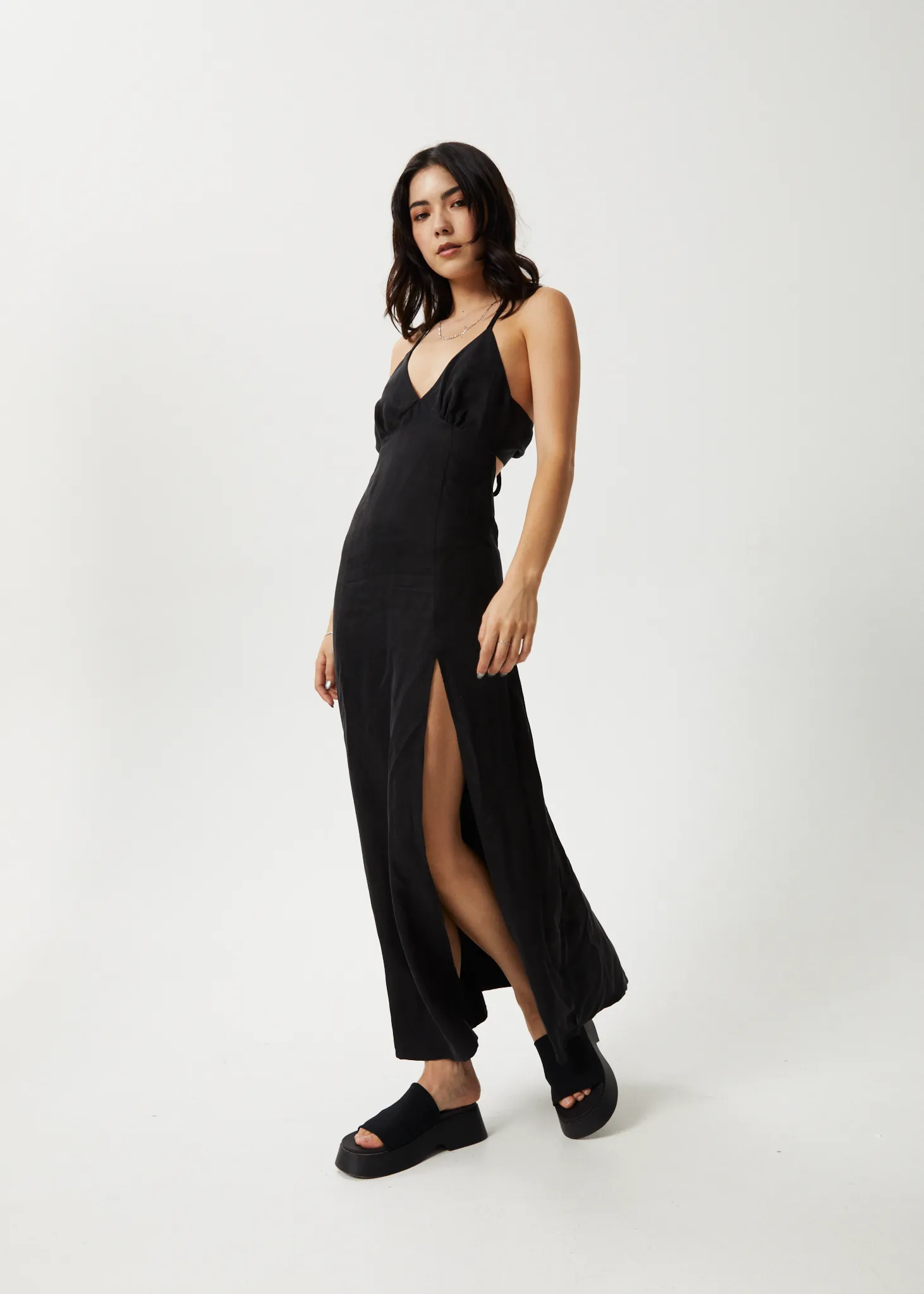 AFENDS Womens Grace - Cupro Maxi Dress - Black