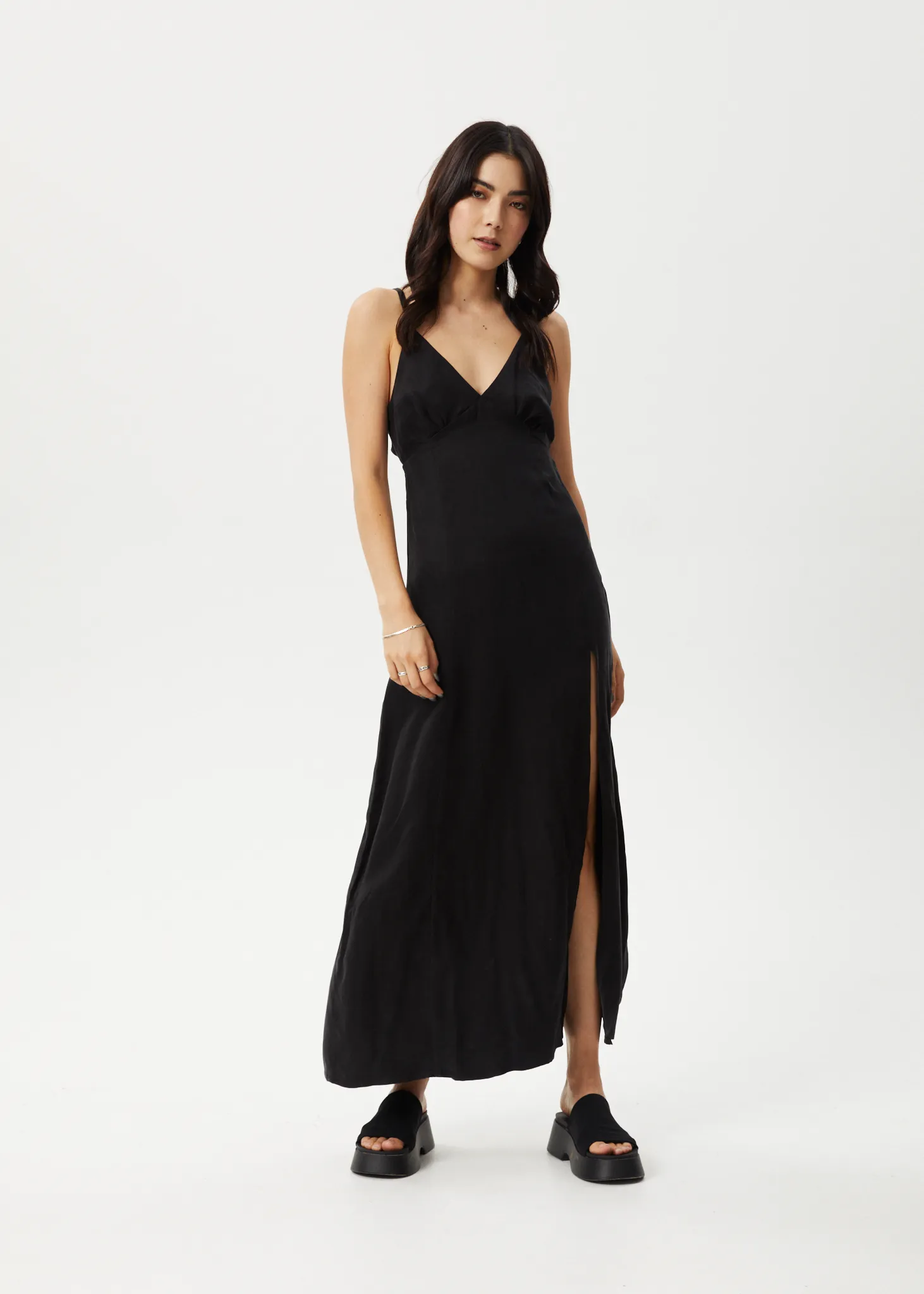 AFENDS Womens Grace - Cupro Maxi Dress - Black