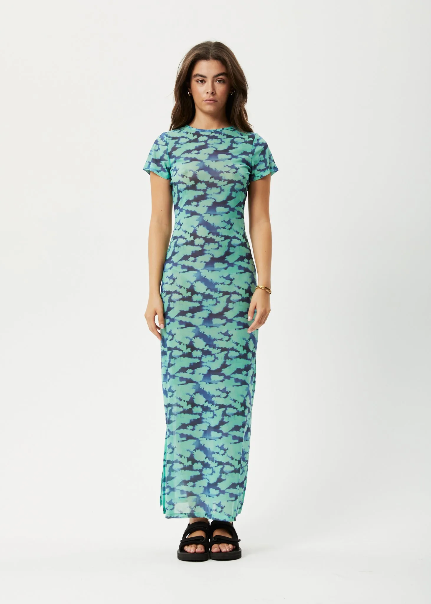 AFENDS Womens Liquid - Sheer Maxi Dress - Jade Floral