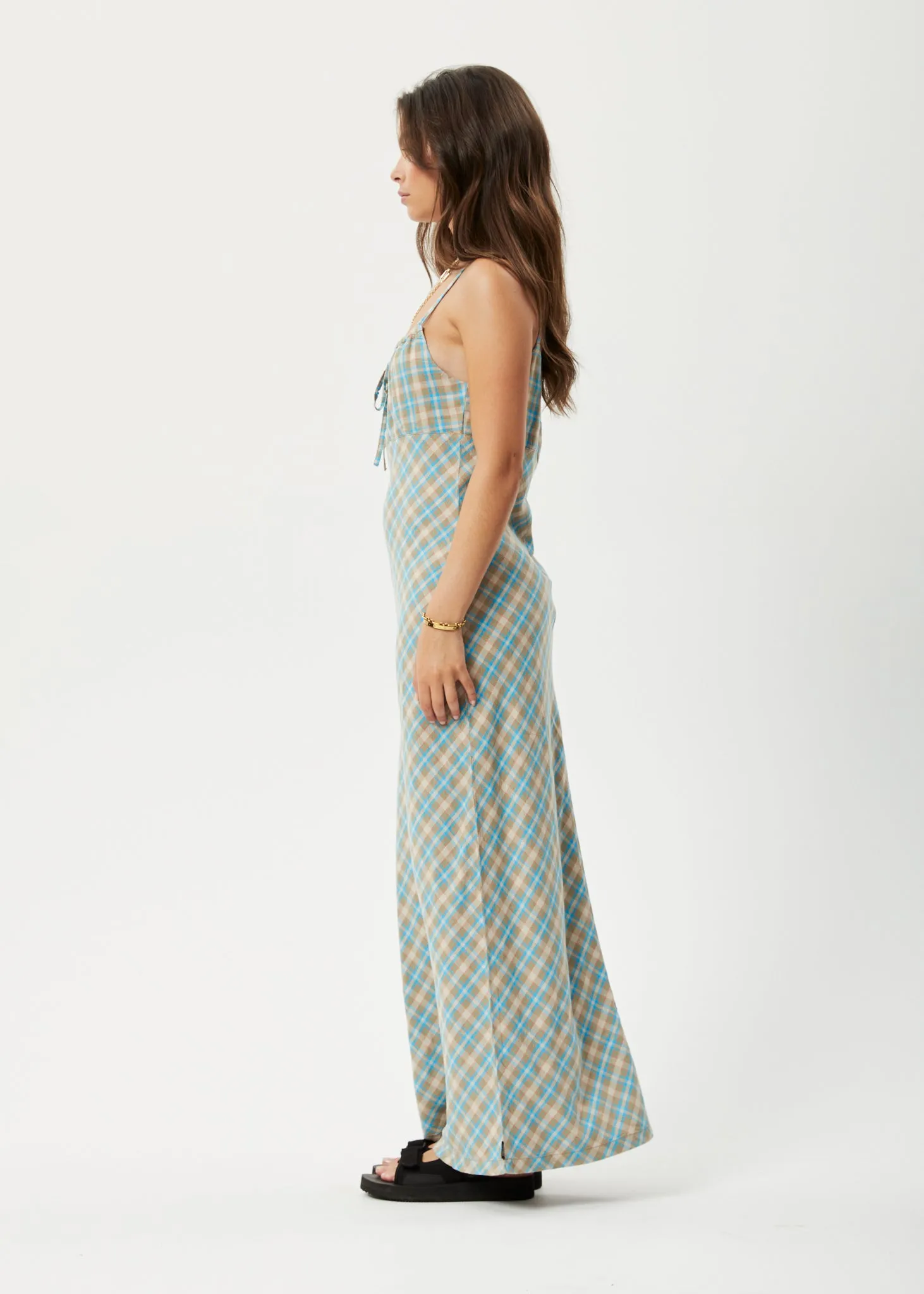 AFENDS Womens Millie - Maxi Dress - Tan Check