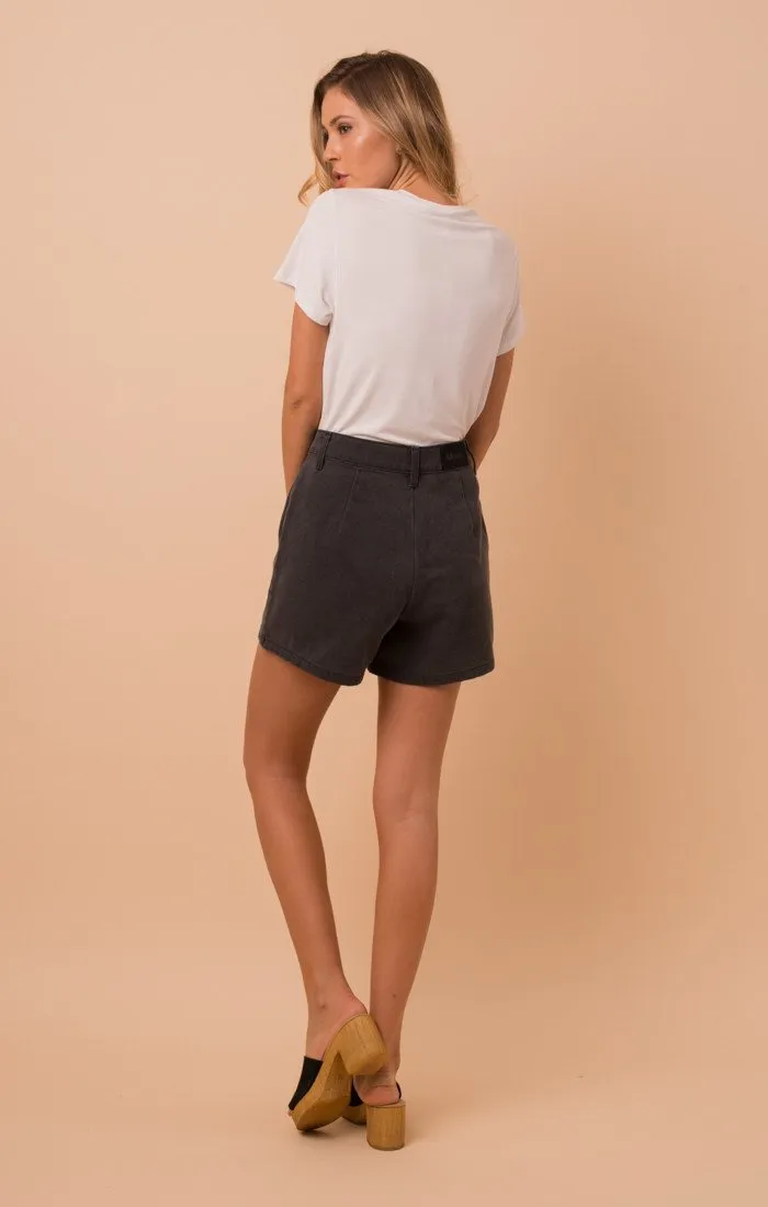 Afends Womens Seventies - Stone Black - Denim Shorts