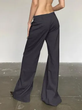 Aiertu Low Waist Wide Leg Suit Pants Women Old Money Style Korean Fashion Baggy Trousers Female Office Wear Elegant Gray Pants