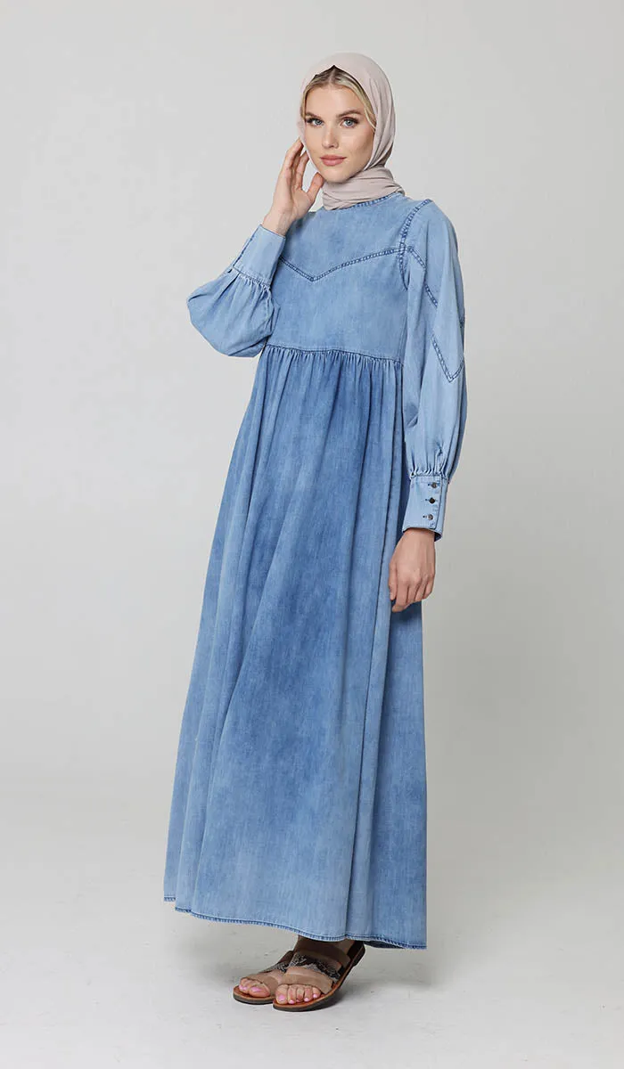 Ala Modest Long Soft Maxi Dress - Denim