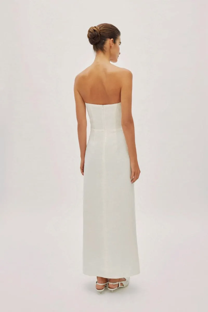 ALAIA WHITE LINEN TWIST MAXI DRESS