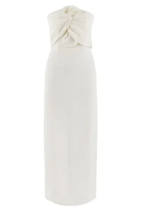 ALAIA WHITE LINEN TWIST MAXI DRESS