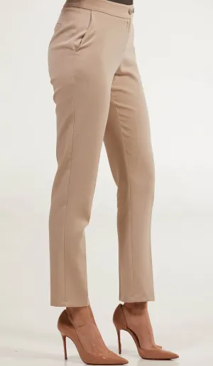 Alma Tailored Stretch Cigarette Pants - Nude