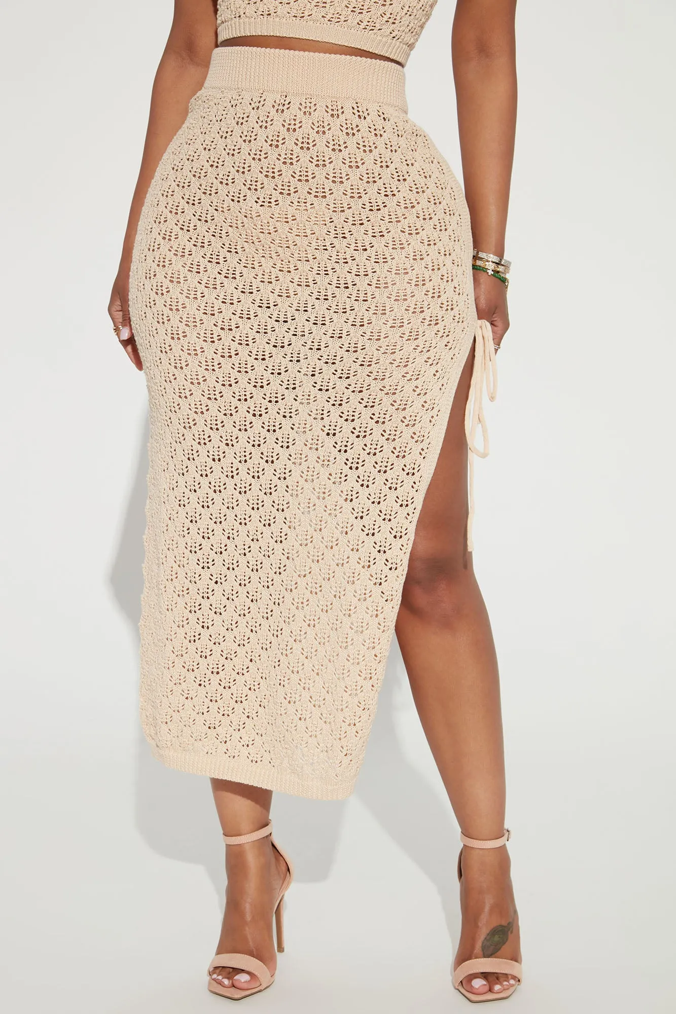 Alondra Crochet Maxi Skirt - Sand