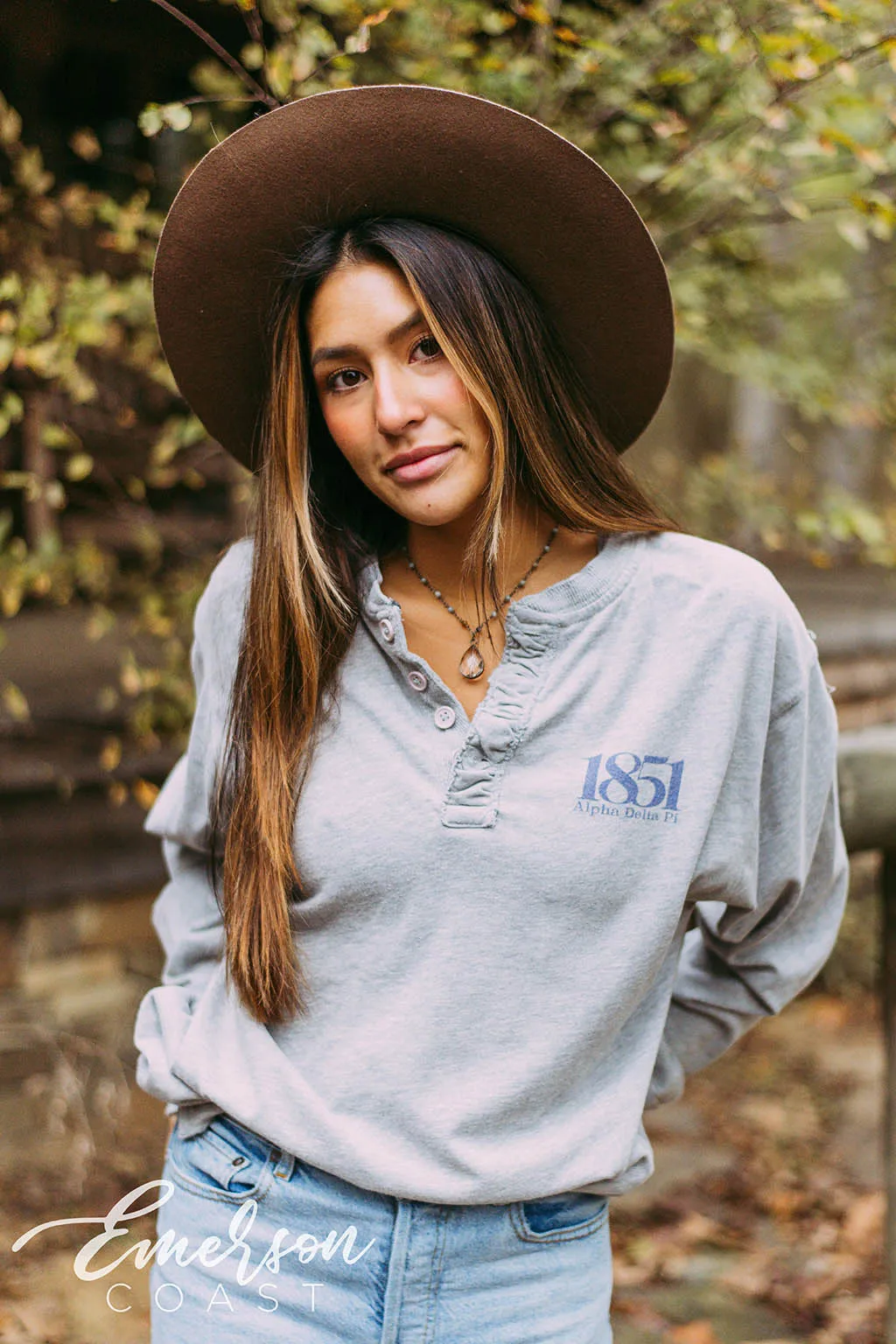 Alpha Delta Pi 1851 Gray Thermal Henley