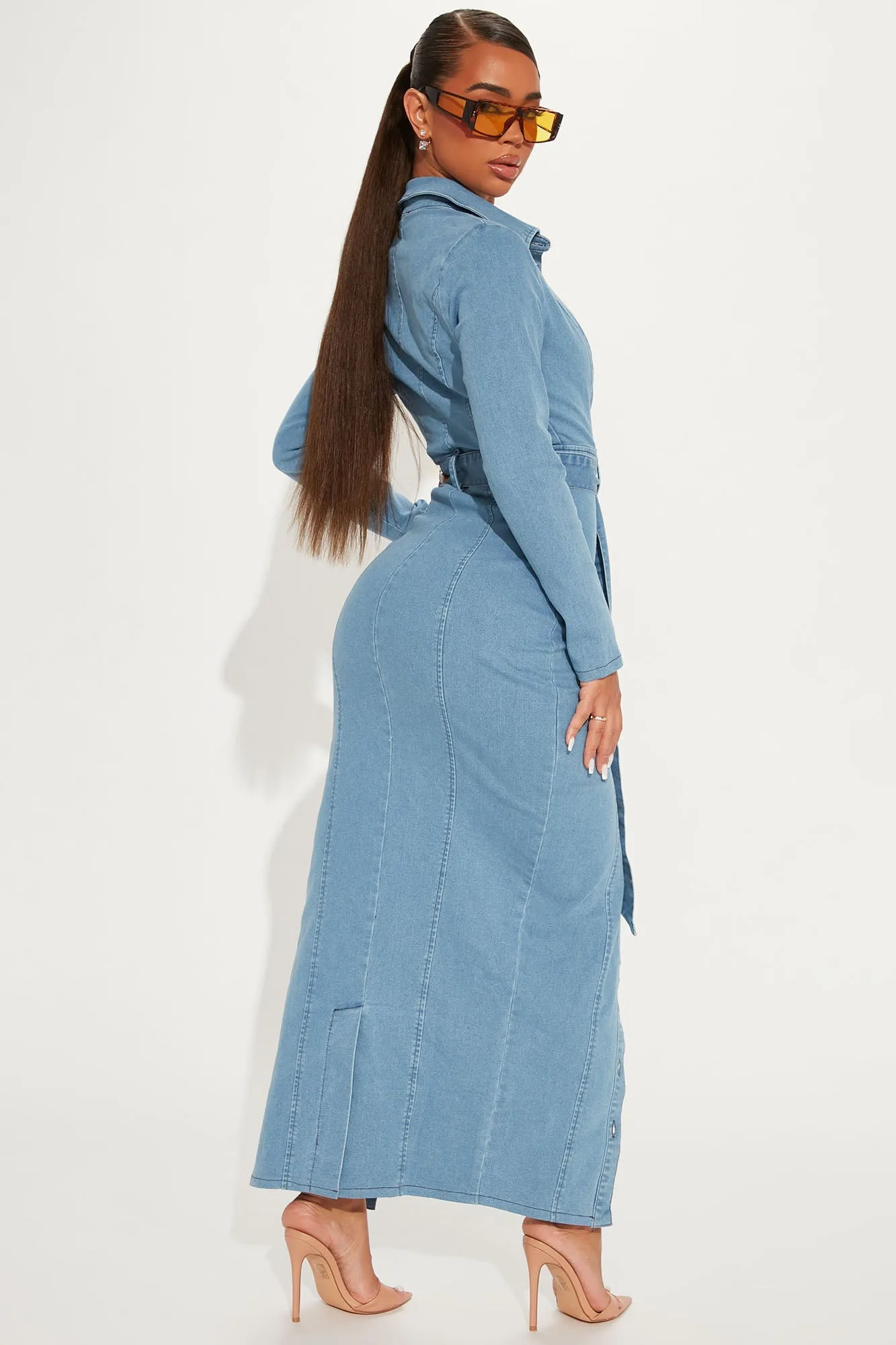 Alyana Denim Maxi Dress - Medium Wash