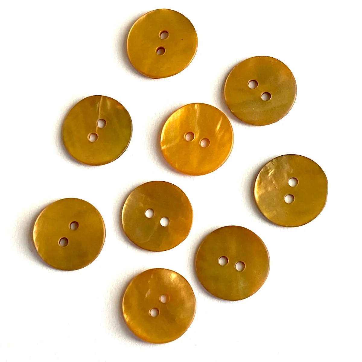 Amber/Light Copper Velvet Agoya Shell 5/8" 2-hole Button, Pack of 8 for $7.20  #1212