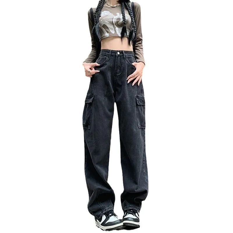 American Workwear Mop Jeans Women's Autumn Black Gray