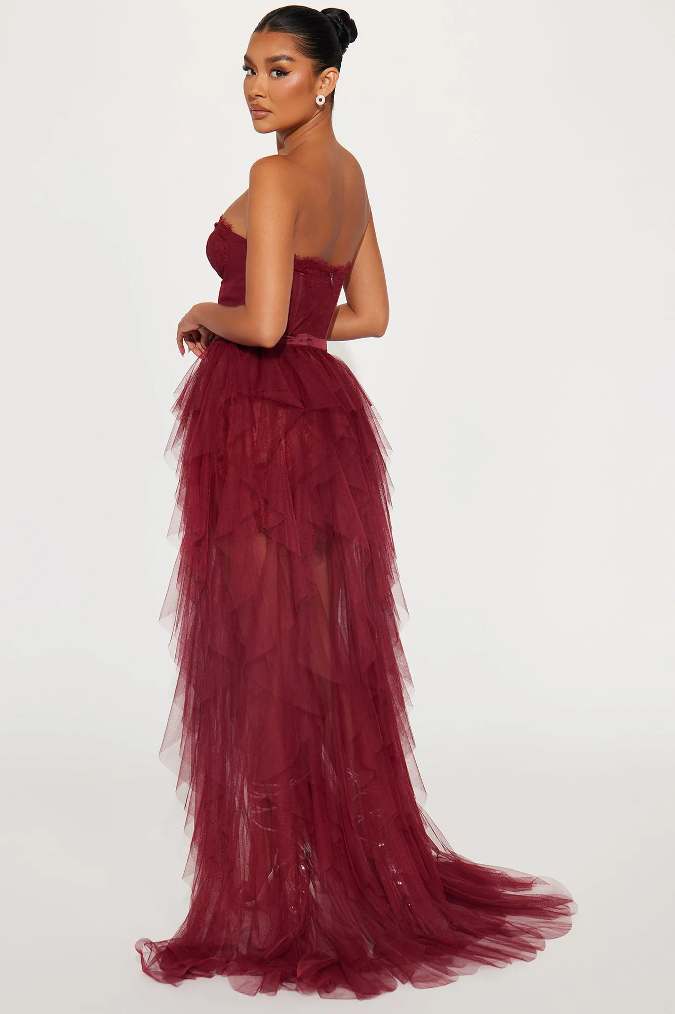 Anastasia Tulle Maxi Dress - Wine