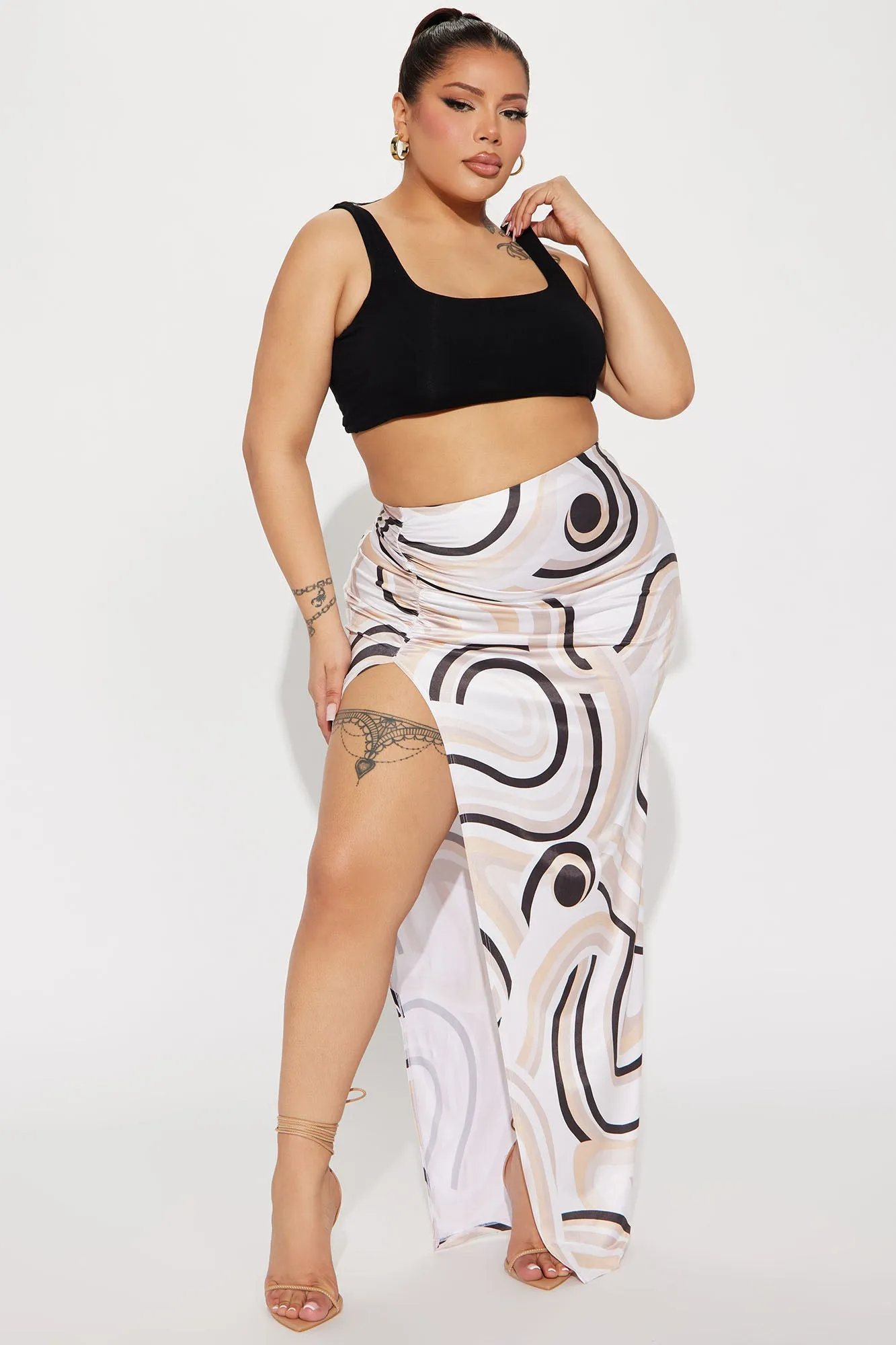 Area Codes Printed Maxi Skirt - Ivory/combo