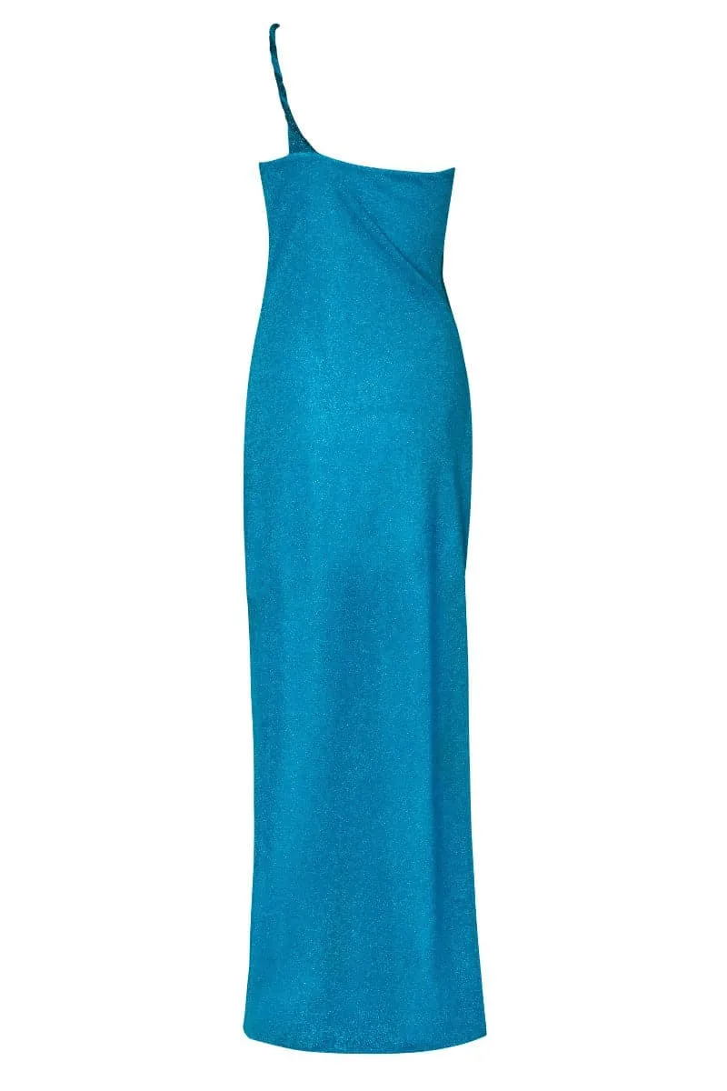 ASAKA GLOSS BLUE MAXI DRESS