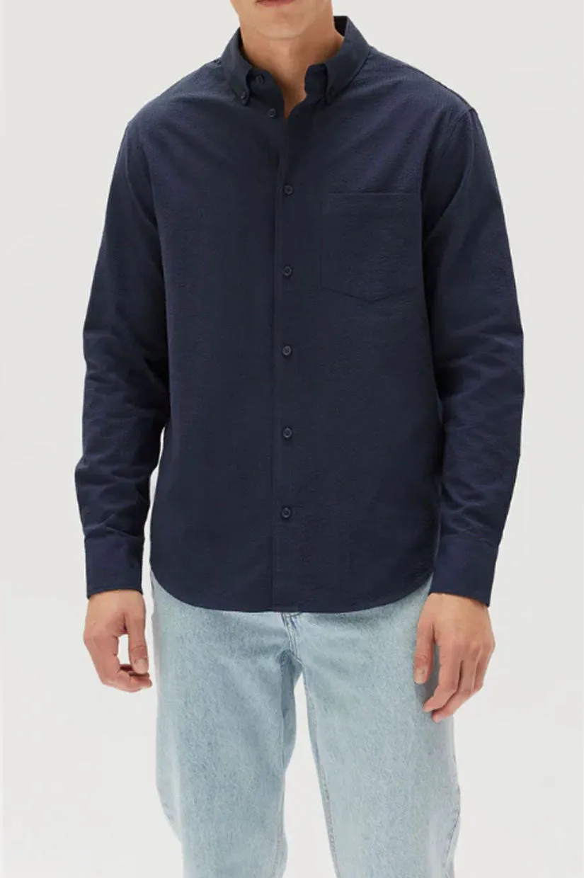 Assembly Seersucker LS Shirt - True Navy