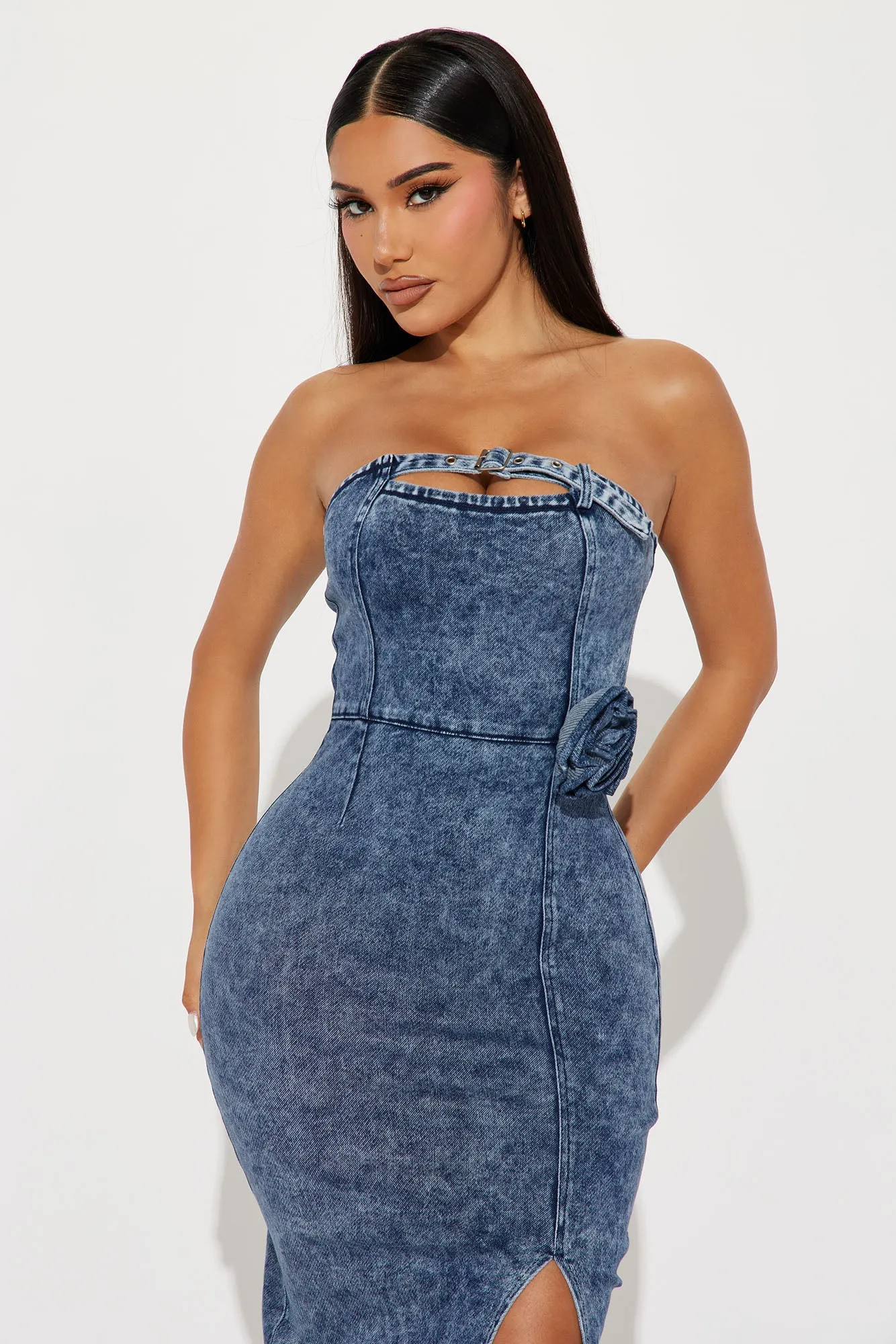 Atlanta Denim Maxi Dress - Blue