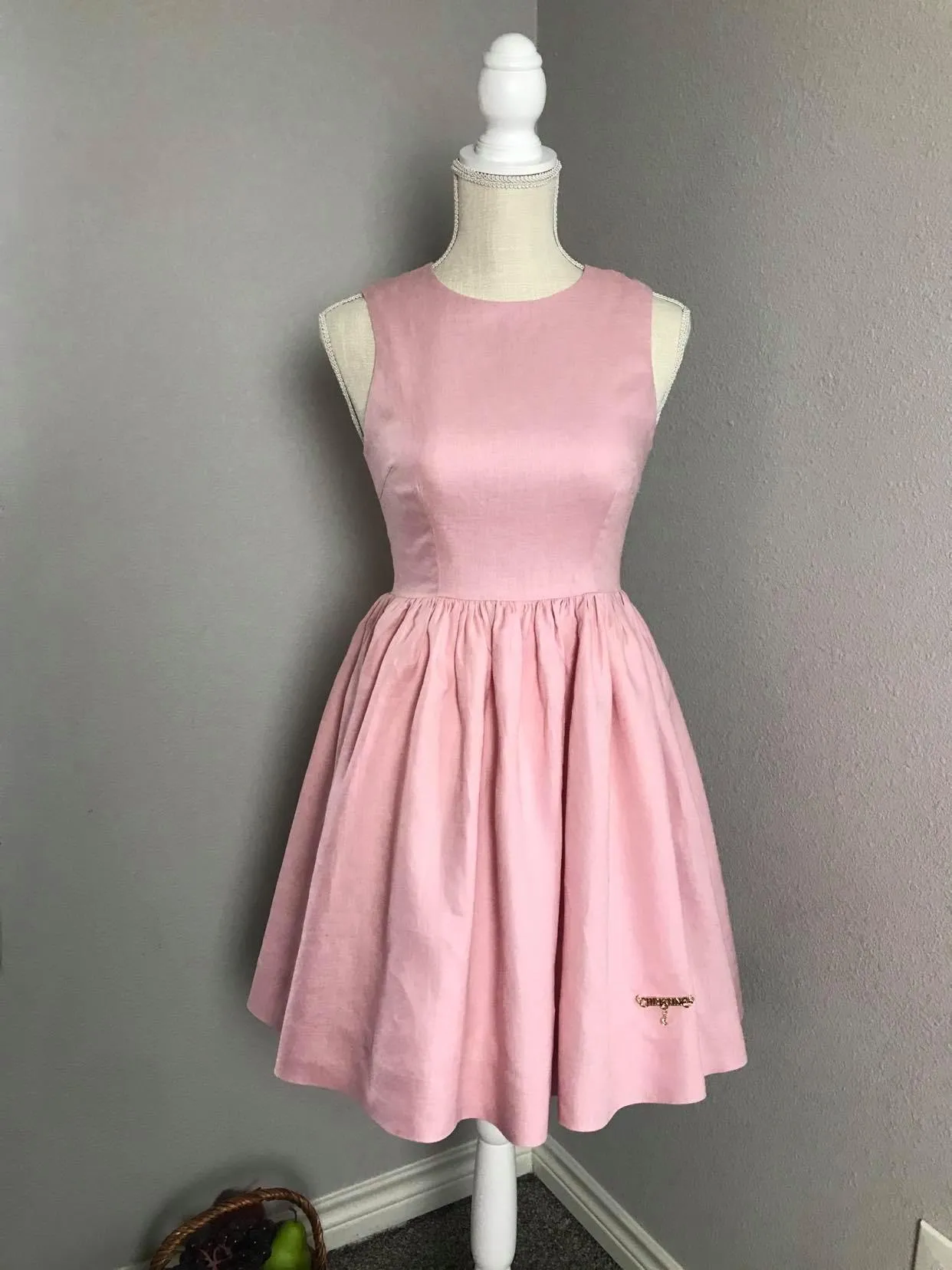 Audrey Dress in Powder Pink cotton size S