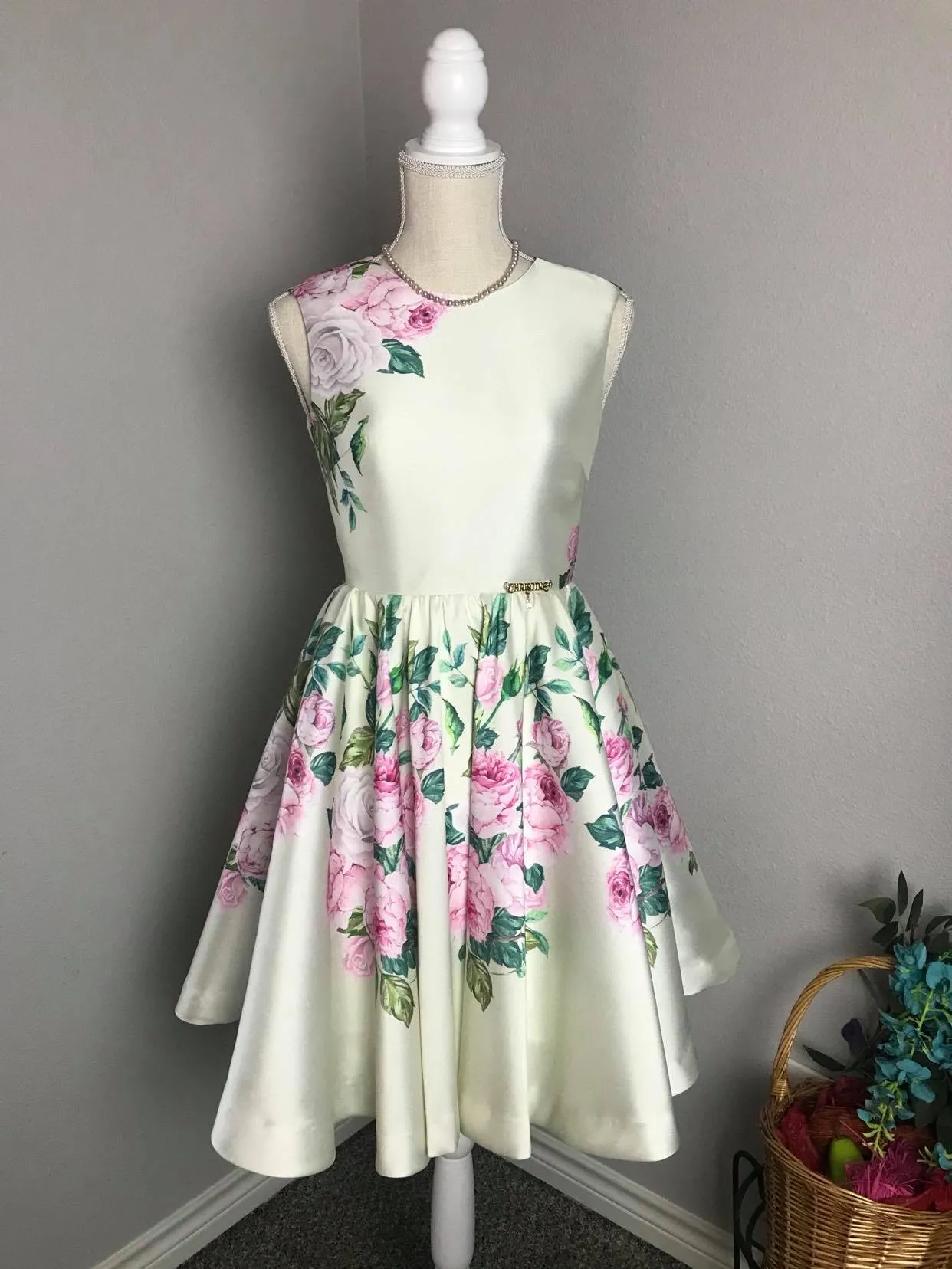 Audrey Dress in Rose Bloom Taffeta size S