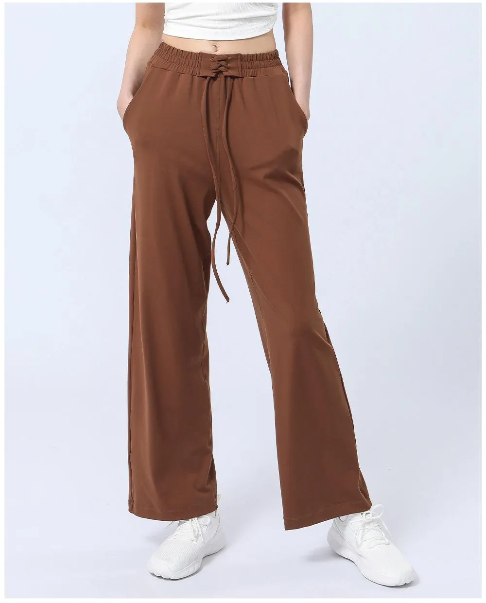 Autumn Winter High Waist Yoga Wide Leg Pants Drawstring Elastic Drooping Straight Pants Loose Slimming Casual Pants