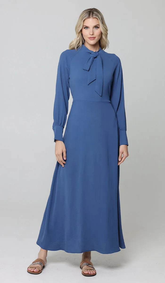 Ayza Modest Long Maxi Dress - Denim Blue