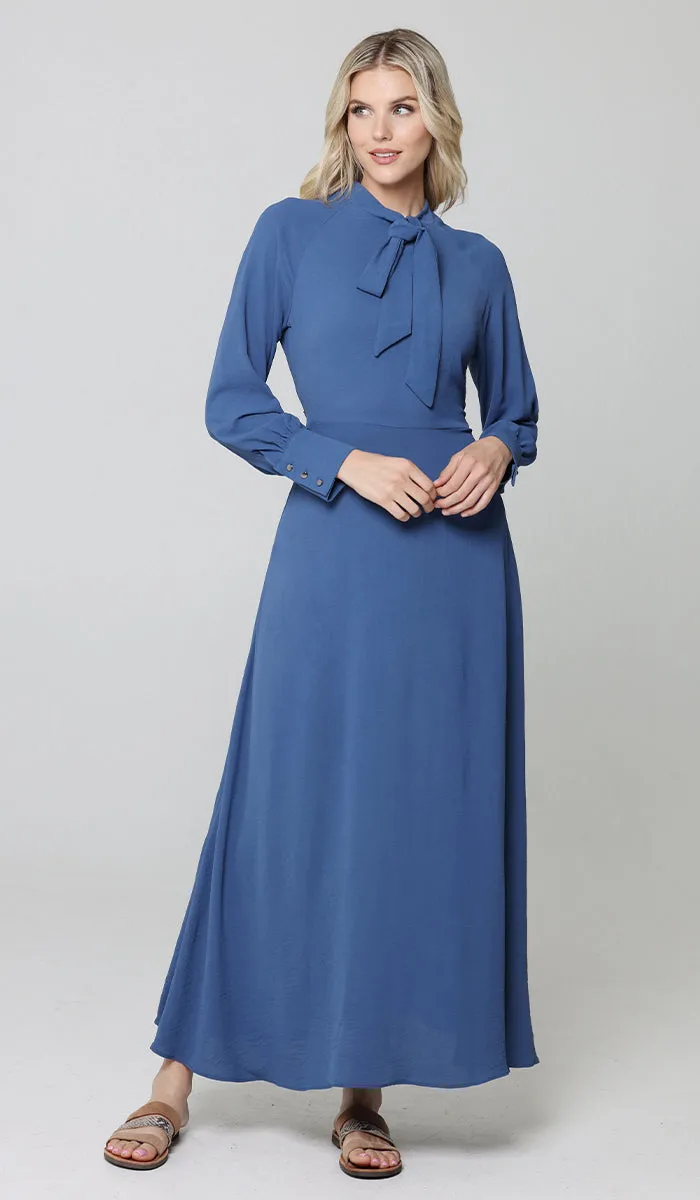 Ayza Modest Long Maxi Dress - Denim Blue