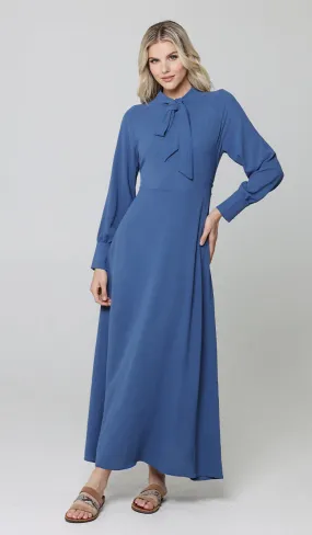 Ayza Modest Long Maxi Dress - Denim Blue