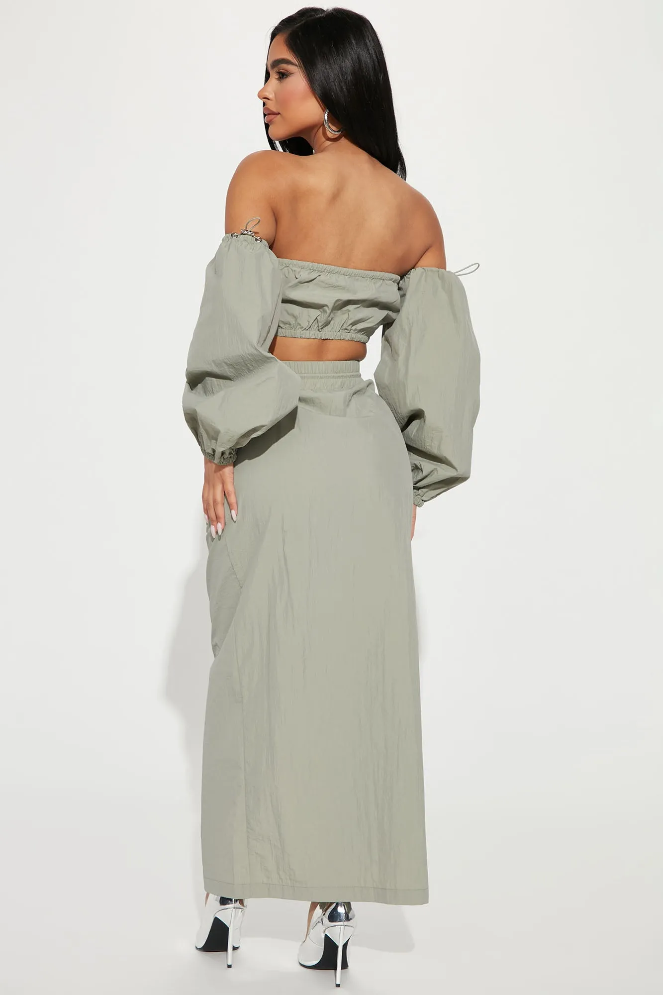 Bad Habits Maxi Skirt Set - Sage