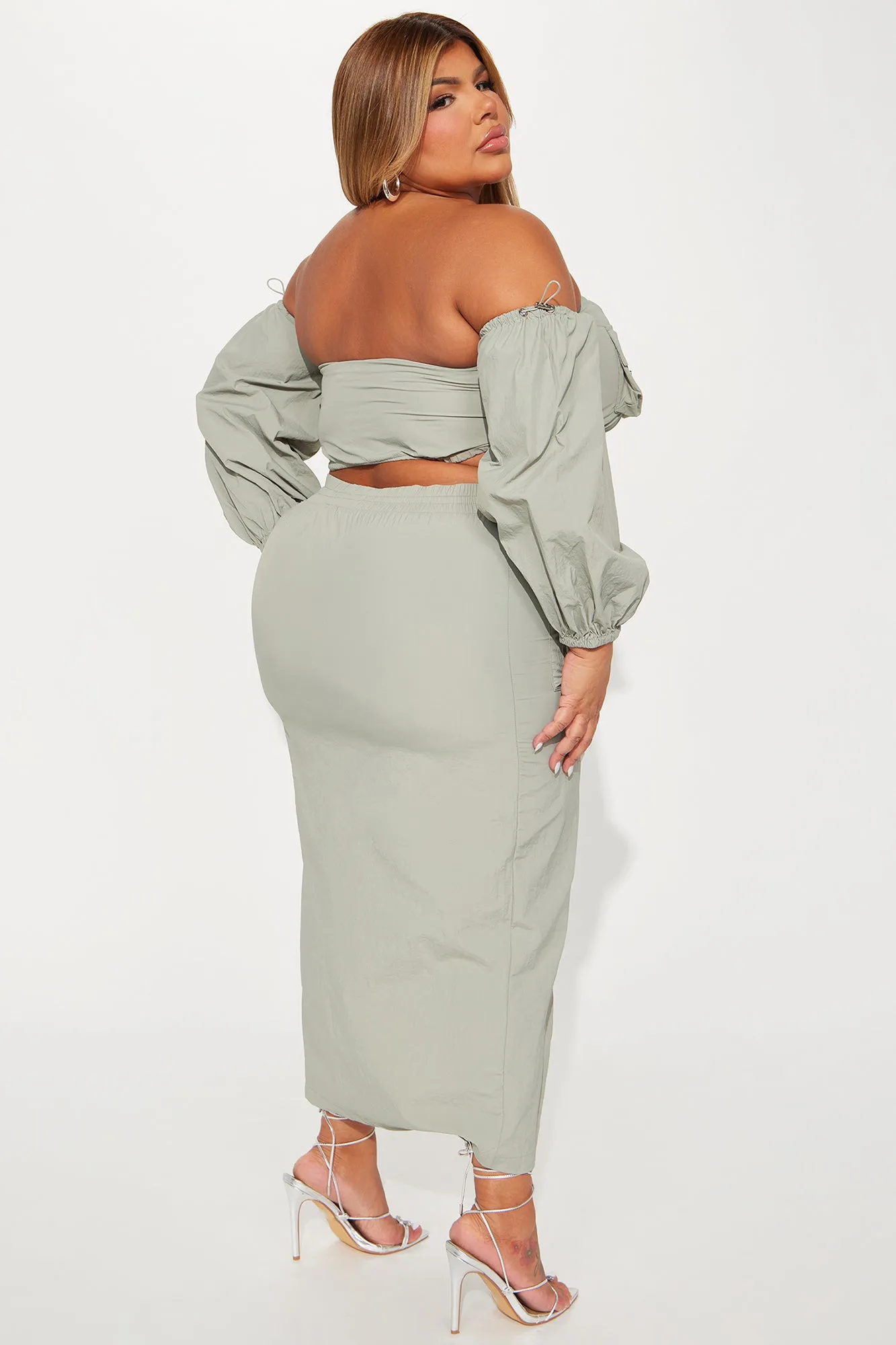 Bad Habits Maxi Skirt Set - Sage