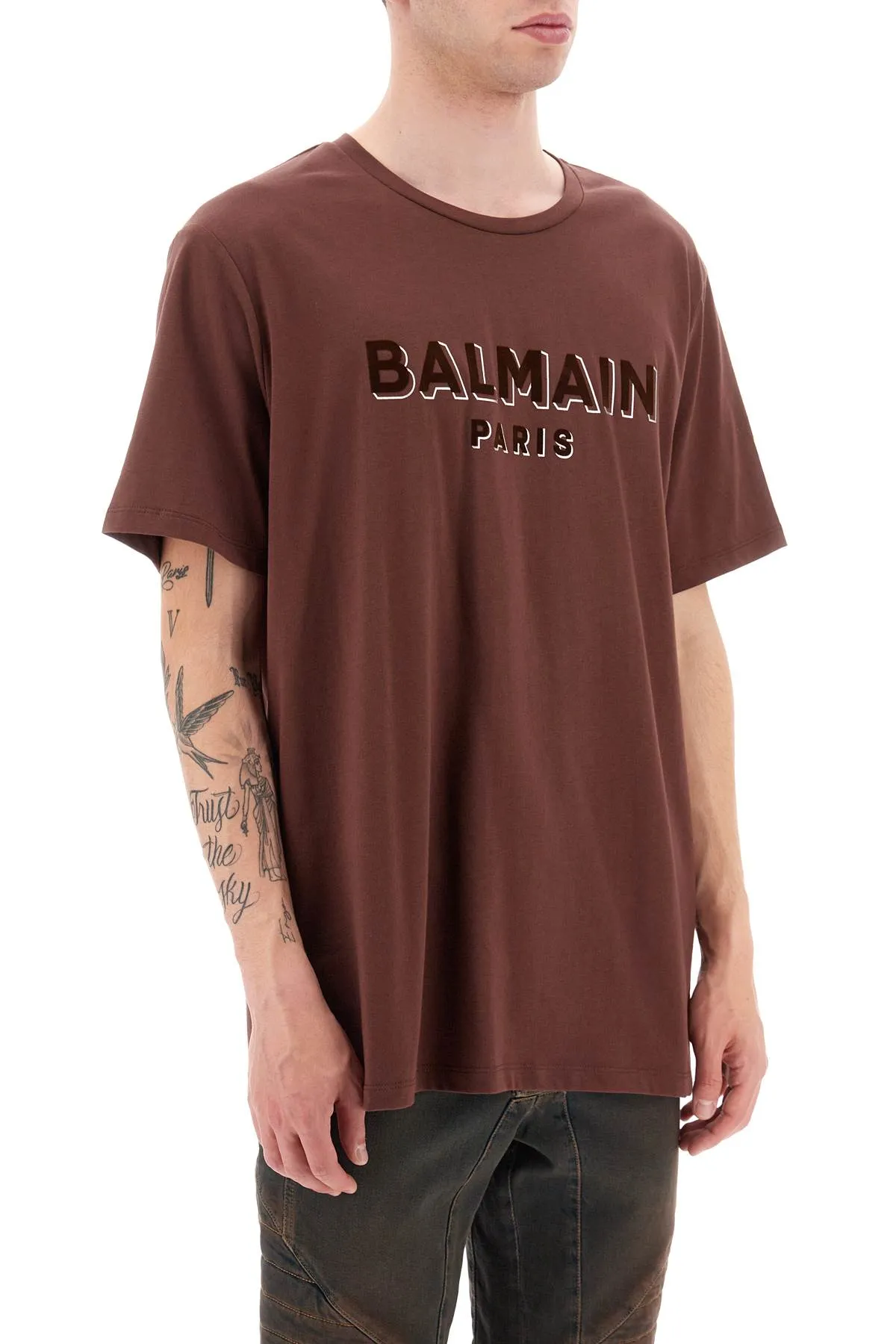 Balmain flocked logo t-shirt