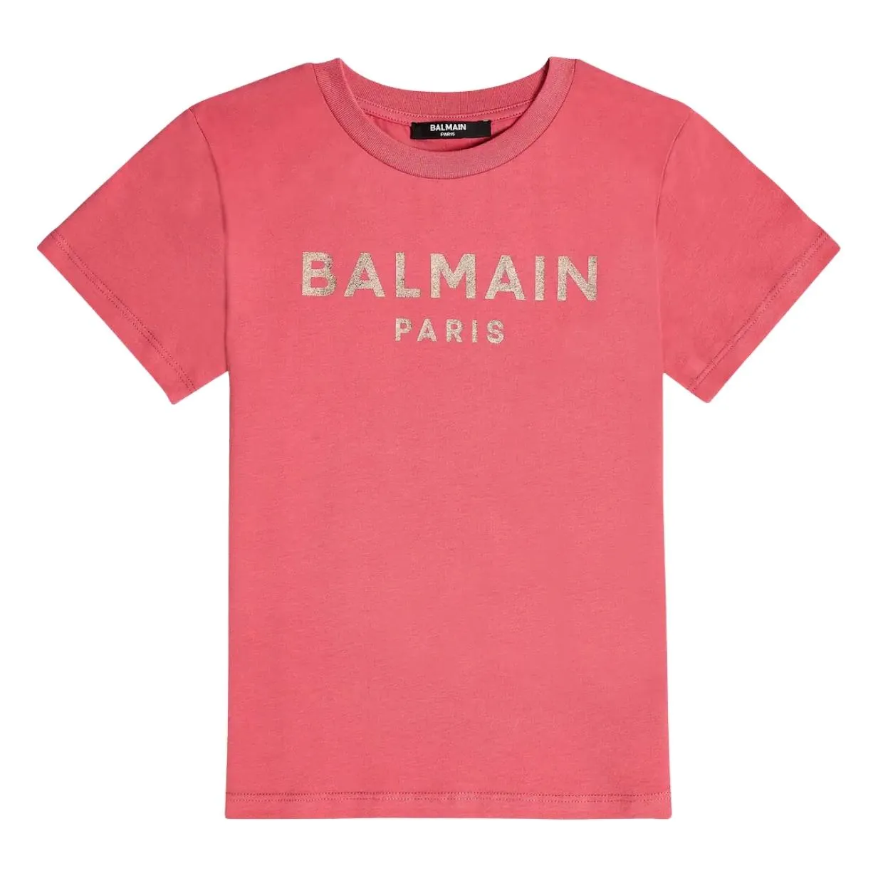 Balmain Kids Metallic Logo Pink T-Shirt