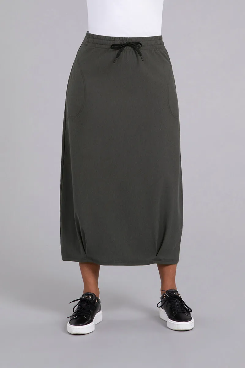 Bamboo Fleece Pleat Hem Skirt | Raven