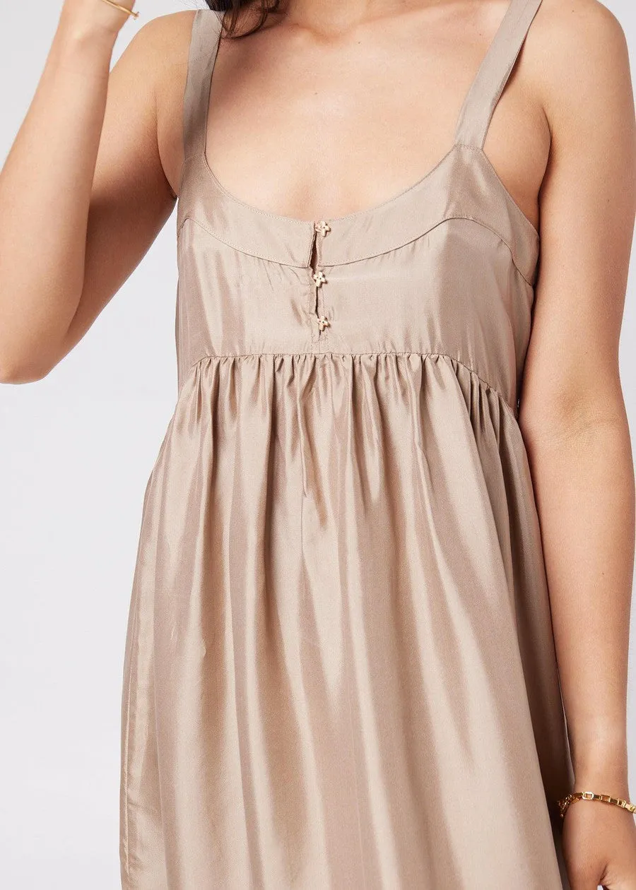 Begonia Sleeveless Silk Maxi Dress - Bronze