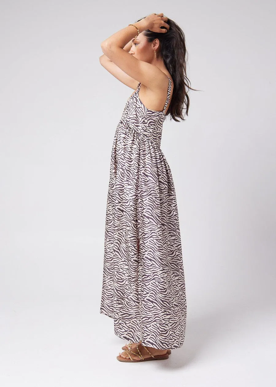 Begonia Sleeveless Silk Maxi Dress - Zebra