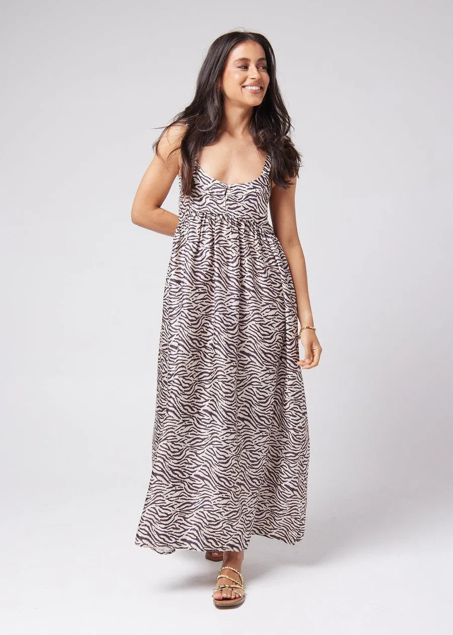 Begonia Sleeveless Silk Maxi Dress - Zebra