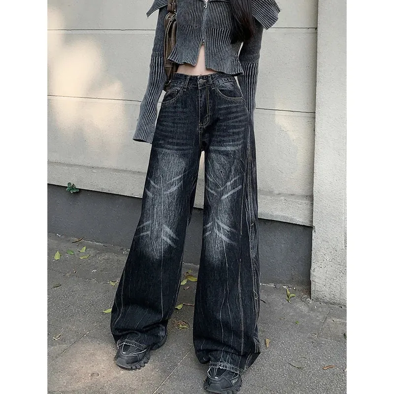 Black High Waist Wide Leg Vintage Jean Pants