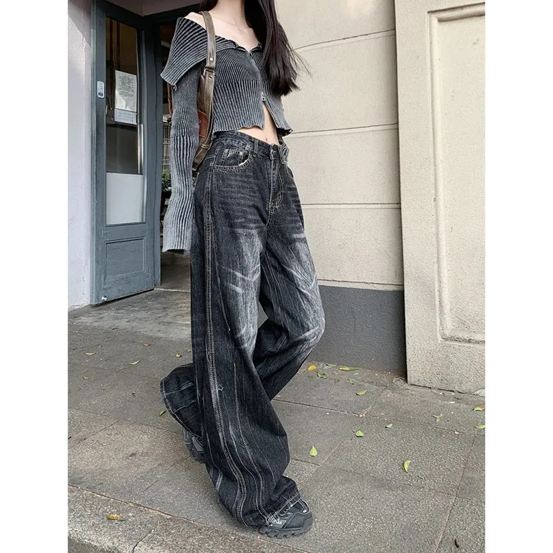 Black High Waist Wide Leg Vintage Jean Pants